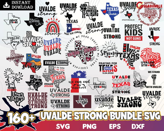 New 160+ Uvalde Strong Texas Bundle Svg - Pray Protect Our Children Awareness Shirt