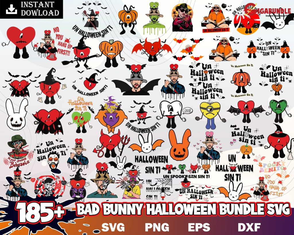 New 185+ Bad Bunny Halloween Bundle Svg - Digital Download