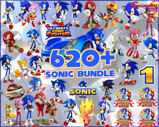 New 620+ Sonic Bundle Svg-Instant Download