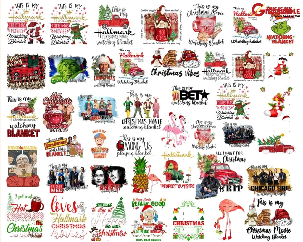 New 80+ Christmas Movie Watching Blanket Png Character Movies Sublimation Design Truck Digital