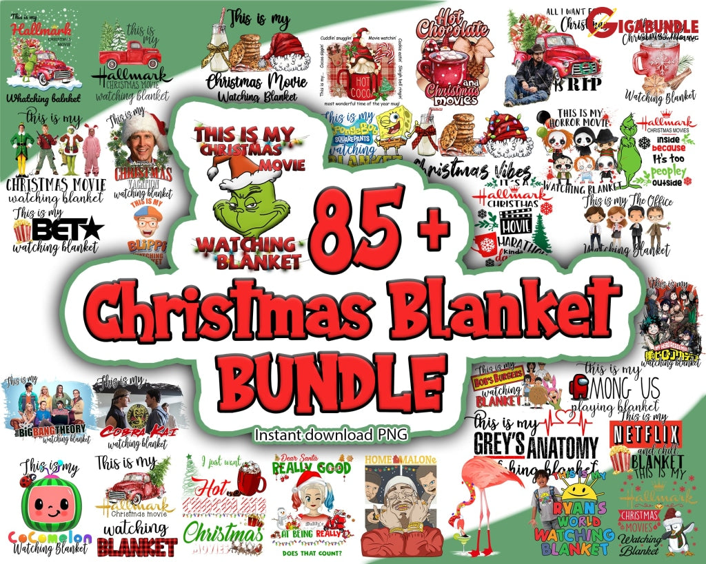 New 80+ Christmas Movie Watching Blanket Png Character Movies Sublimation Design Truck Digital