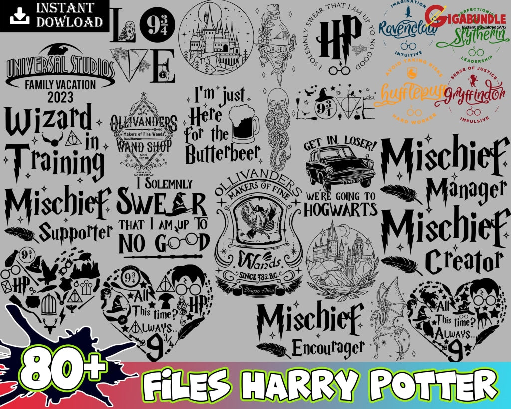 New 80+ Harry Potter Bundle Svg Png Dxf Eps