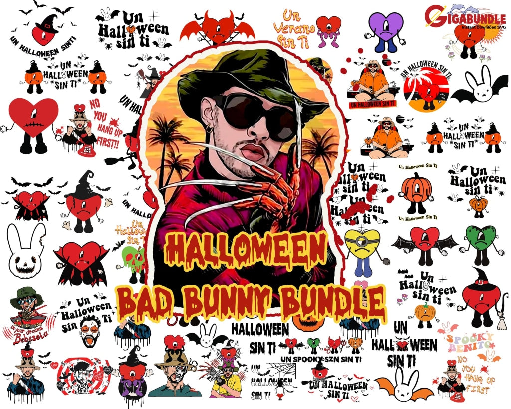 New Bad Bunny Halloween Bundle Svg Horror Svg - Digital Download