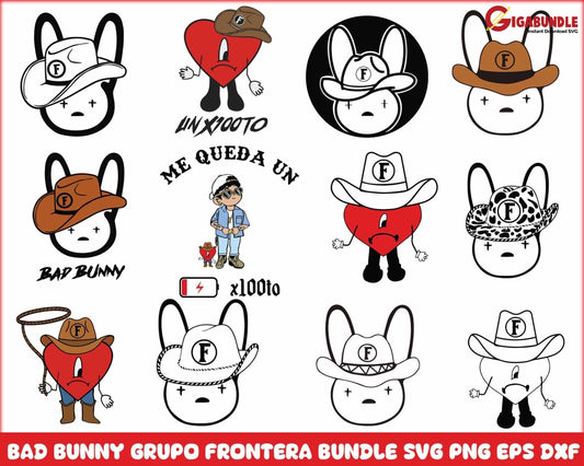 New Bundle El Compa Bad Bunny Grupo Frontera And Bad Bunny Svg Png Grupo Frontera Digital Download-