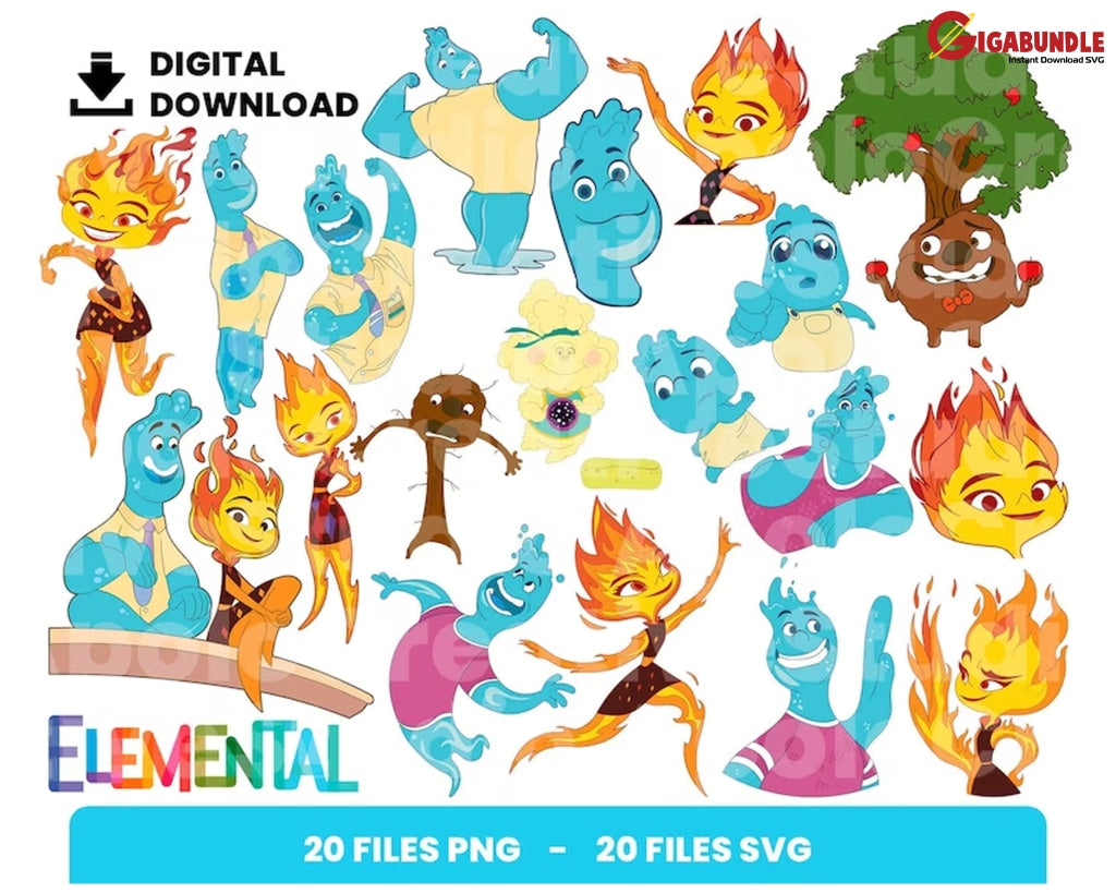 New Bundle Layered Svg Elemental Elements Ember Wade Digital Download Clipart Png Svg Cricut Cut