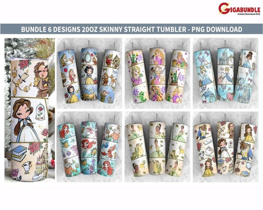 New Bundle Princess Tumbler Cartoon Wrap 20Oz