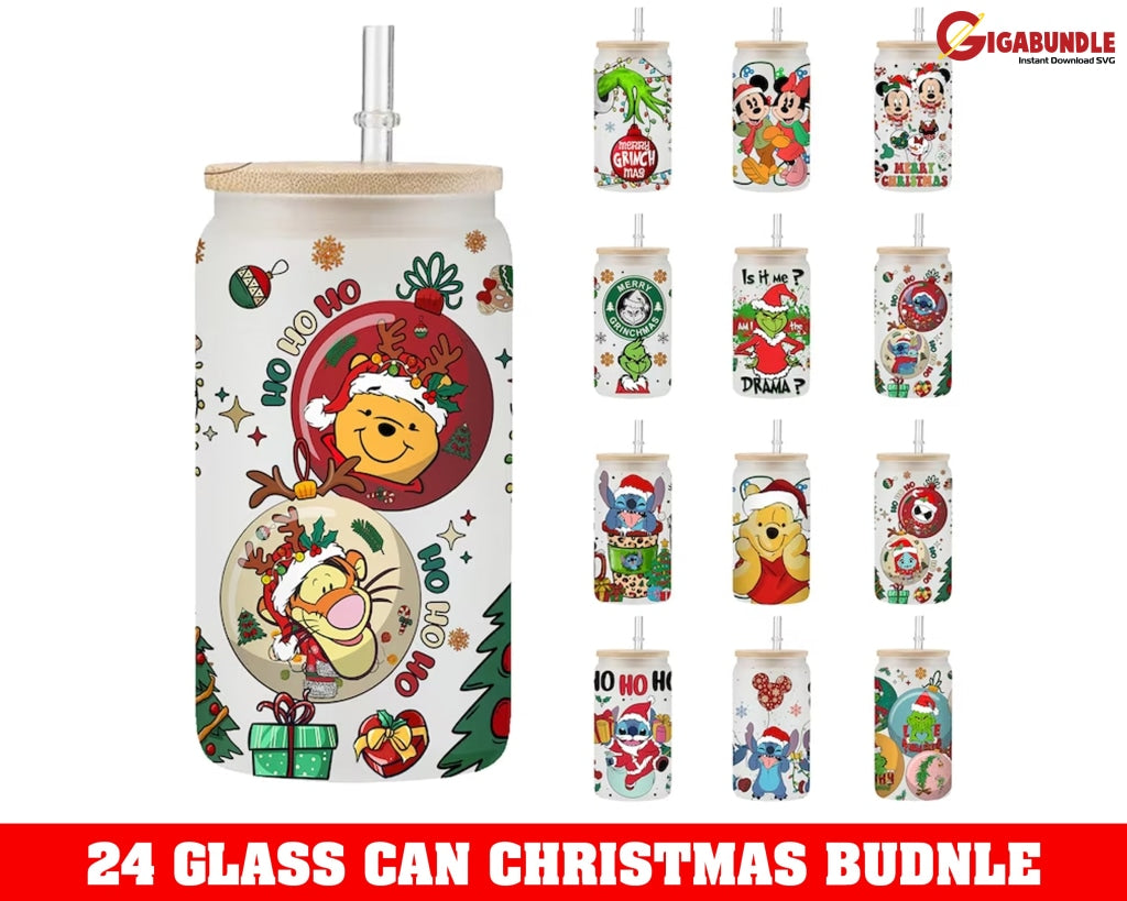 Christmas, Christmas Grinch, Presents, Snowflakes UV DTF Wrap 16 oz Libbey  Glass