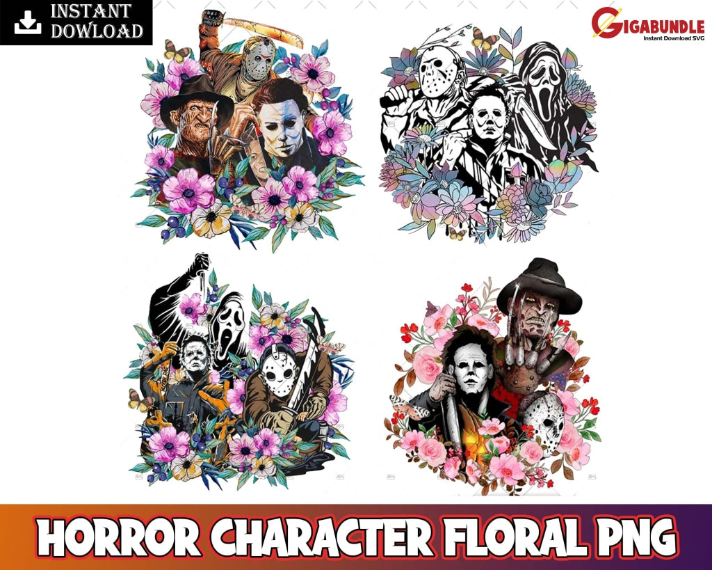 New Horror Movies Floral Sublimation- Instant Download