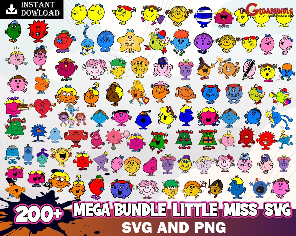 New Little Miss Svg Bundle Png Mr Men Little Miss Sunshine Monsieur Madame Svg Digital