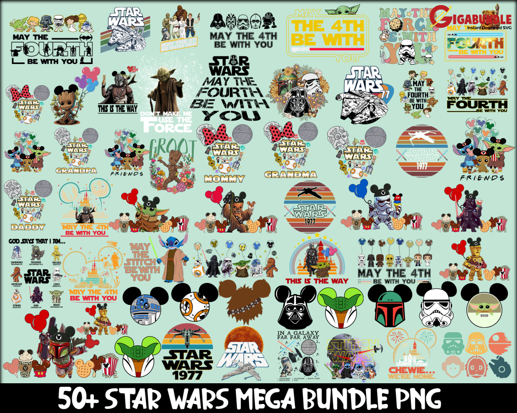 New Star Wars Png Bundle Disney Files Wars Darth Vader Yoda Instant Download