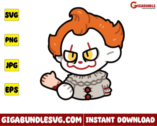 Pennywise Svg Chibi Horror Character Halloween - Instant Download