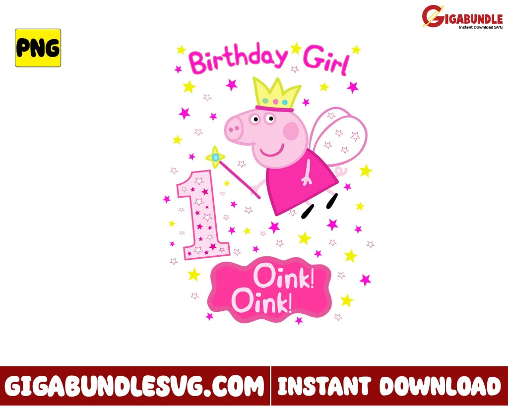 Pepa Pig Png Birthday Girl Cartoon - Instant Download