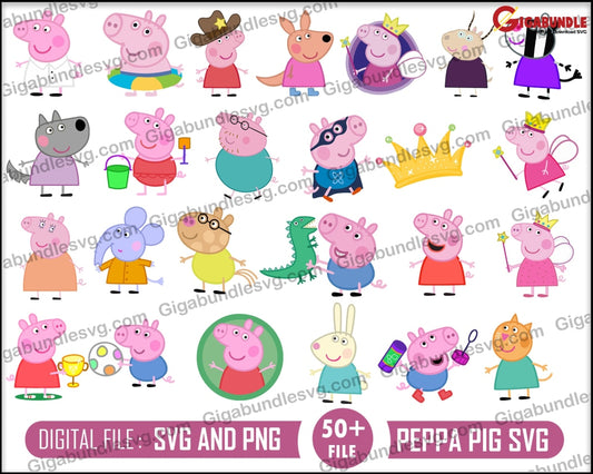 Peppa Pig Svg Bunble Family Birthday Girl Princess Cricut