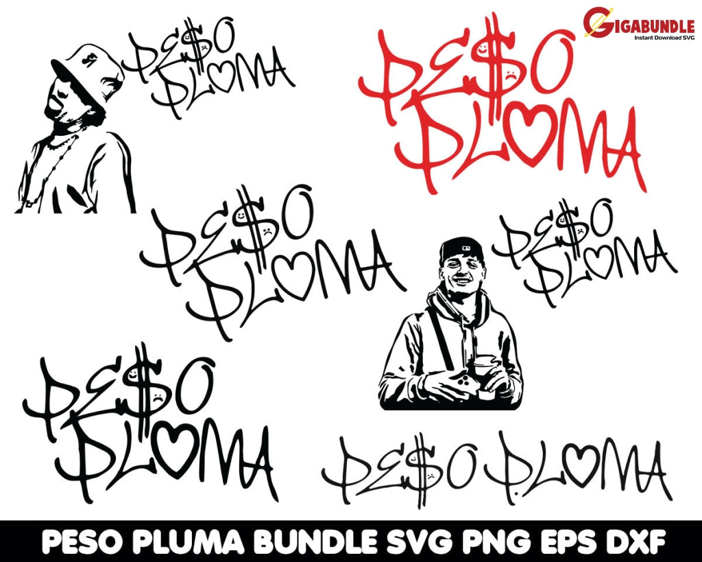 Peso Pluma Bundle Svg Cutting File Digital Clipart Great For Viny Decals Stickers T-Shirts Mugs &