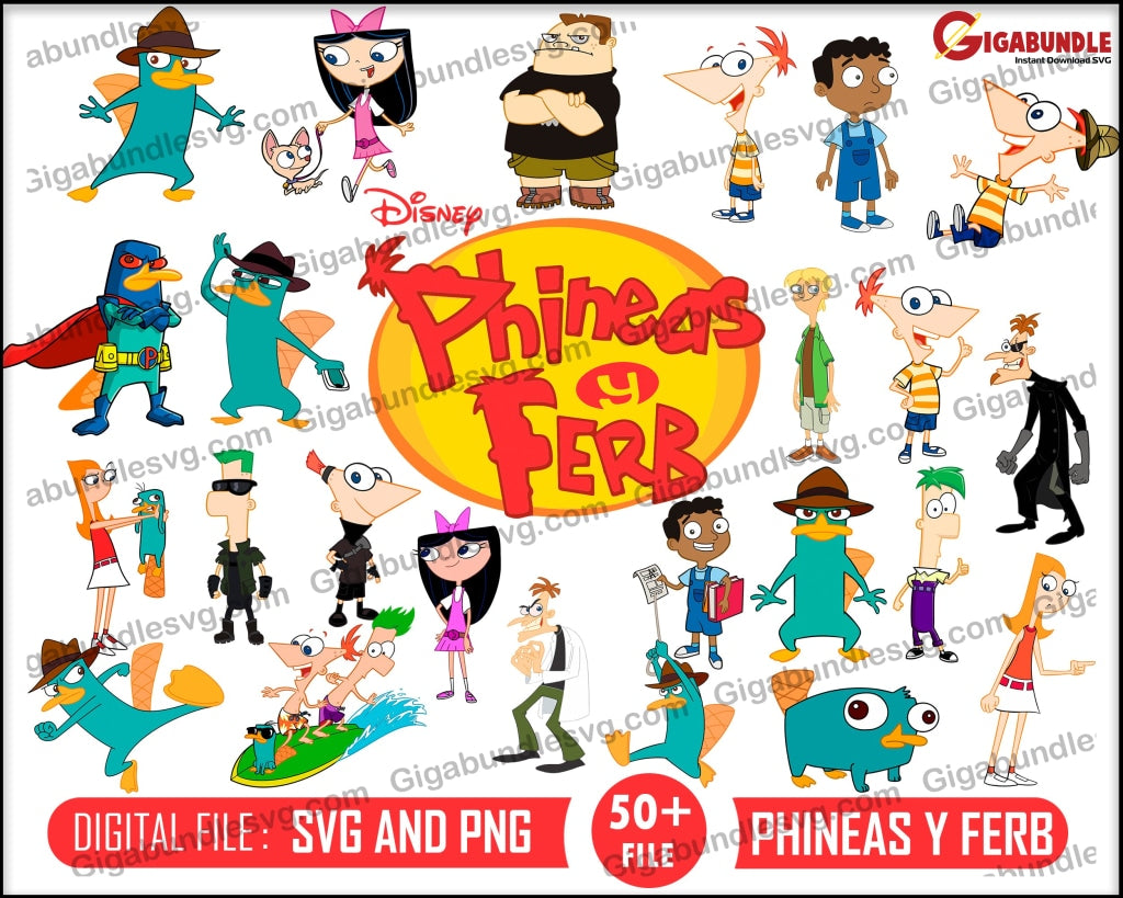Phineas Y Ferb Collection Of Digital File Perry Candace Layered Silhouette Cricut Png Svg Cut