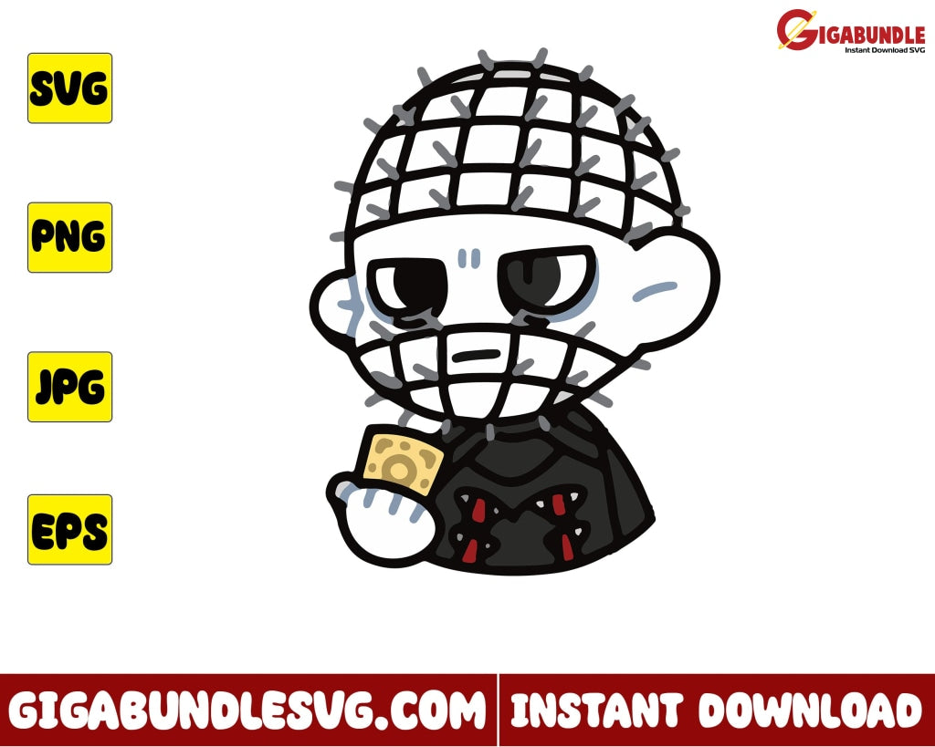 Pinhead Svg Chibi Horror Character Halloween - Instant Download