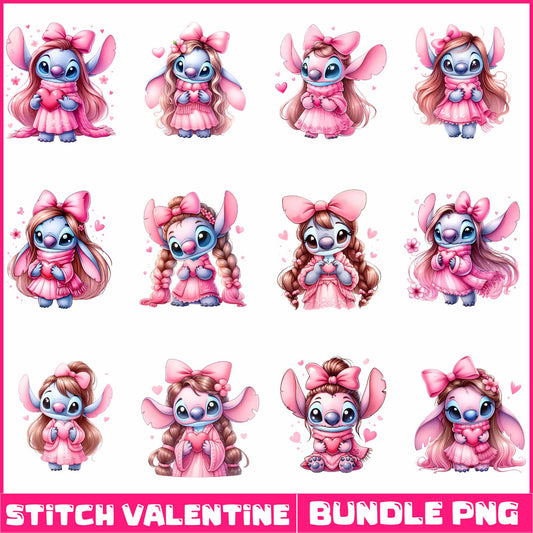 Cute Stitch Girls Valentine Bundle Png