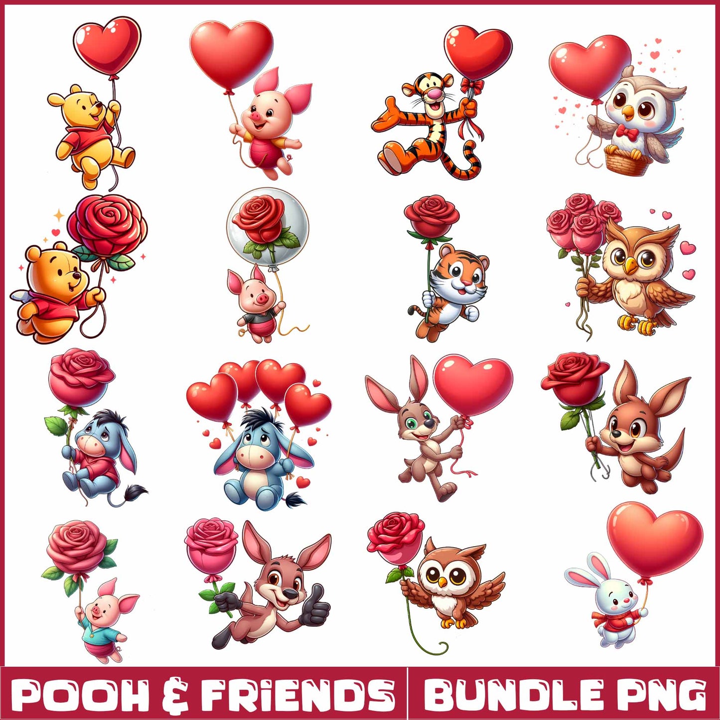 Disney Pooh & Friends Valentine Bundle Png