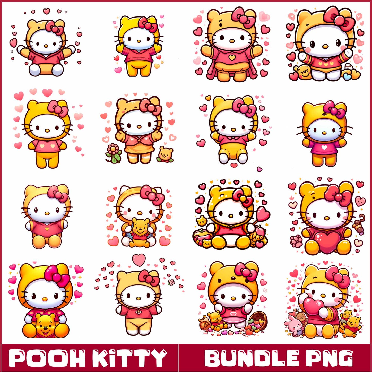 Pooh Kitty Valentine Bundle Png