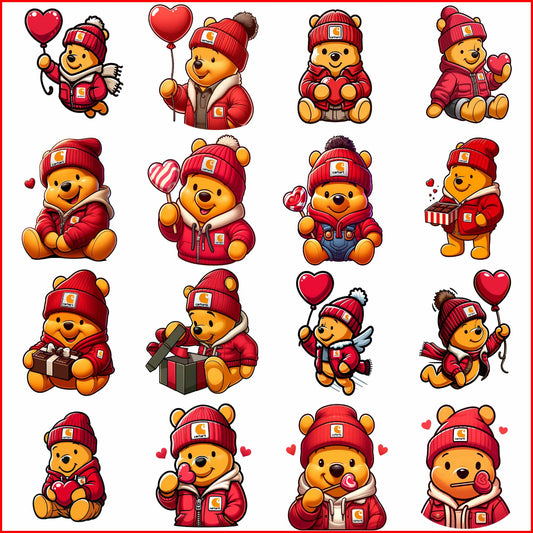 Red Winnie the pooh Valentine Bundle Png