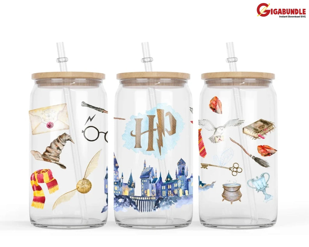 Potterhead Png Can Glass Wrap 16Oz Png Magic Full