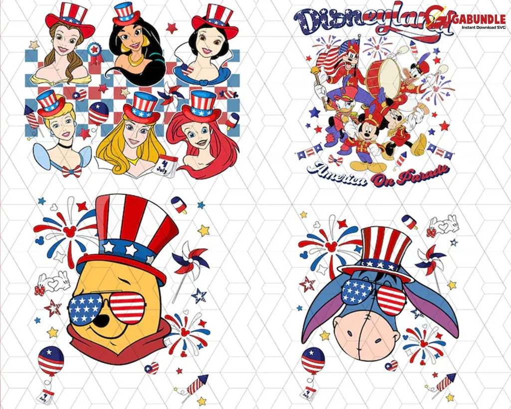 Princess 4Th Of July Checkered Png File Fourth American Instant Download Independence Day