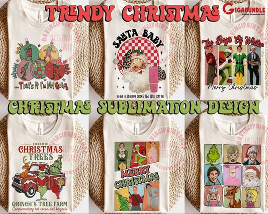 Retro Christmas Sublimation Png Bundle Grinch Png Bundle