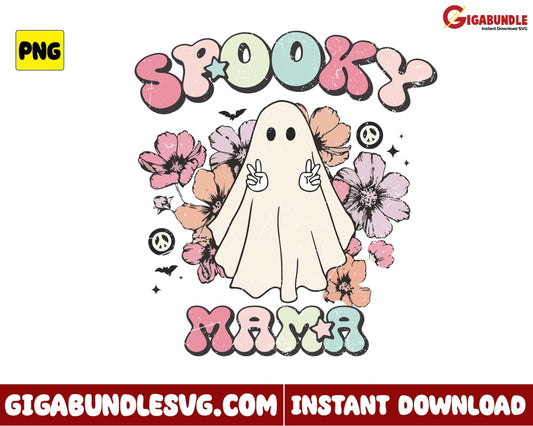 Retro Halloween Png Ghost Cute Spooky Mama - Instant Download