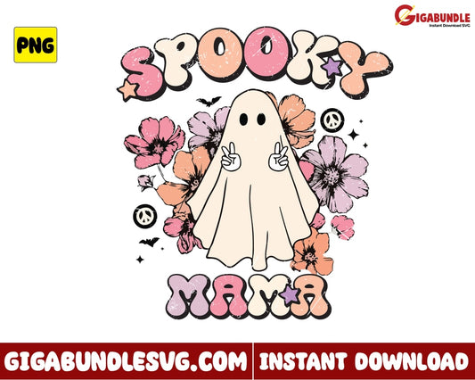 Retro Halloween Png Spooky Mama Ghost Cute - Instant Download
