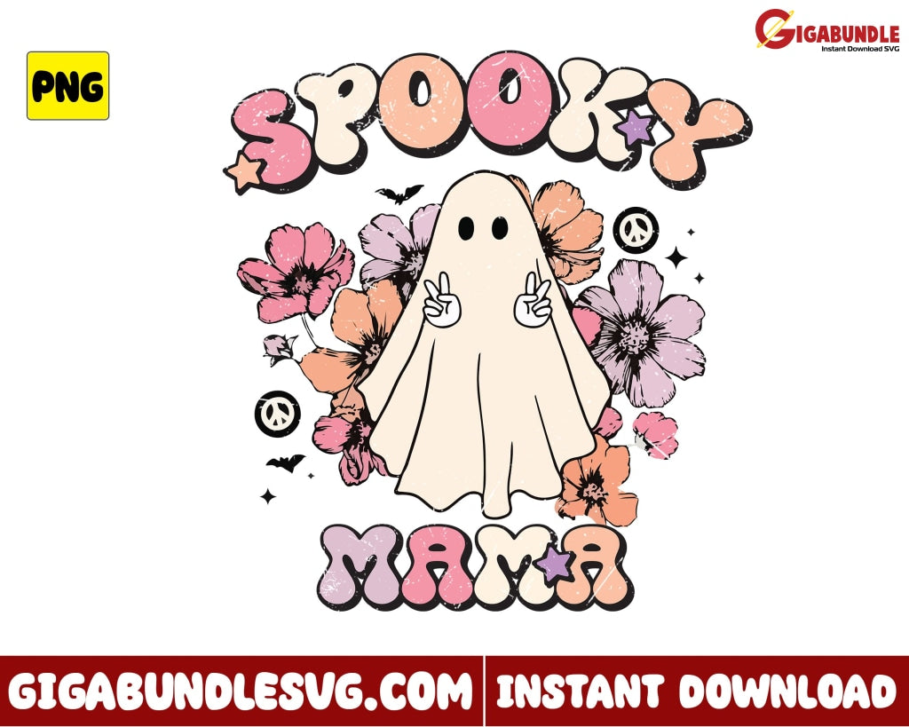 Retro Halloween Png Spooky Mama Ghost Cute - Instant Download