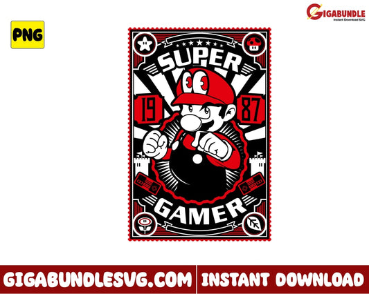 Retro Mario Png Super Game - Instant Download