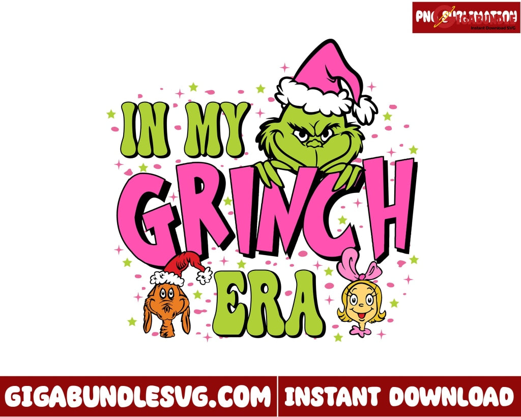 Retro Pink Christmas Png Grinchmas In My Grinch Era Png - Instant Download