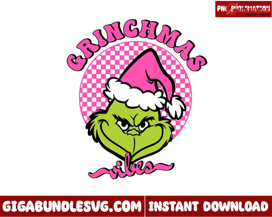 Retro Pink Christmas Png Grinchmas Vibes Png - Instant Download