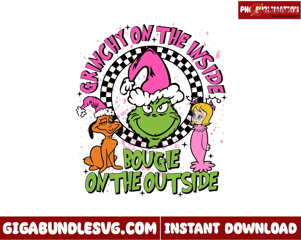 Retro Pink Christmas Png Grinchy On The Inside Png - Instant Download