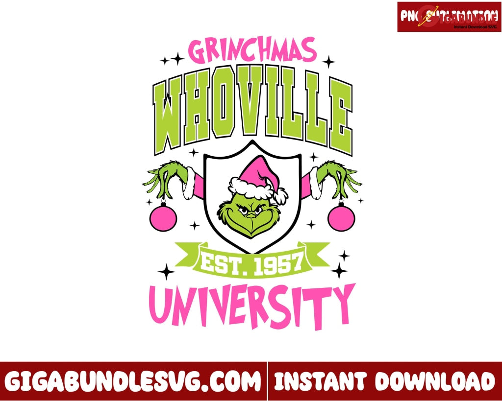 Retro Pink Grinchmas Whoville Est .1957 Png Christmas Png - Instant Download