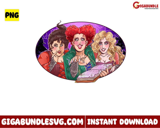 Retro Sanderson Sister Png Witch Hocus Pocus Cartoon Halloween - Instant Download