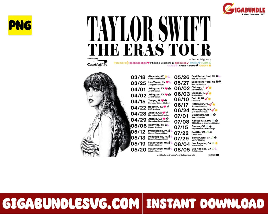 Retro The Eras Tour Taylor Swift Png Concert - Instant Download