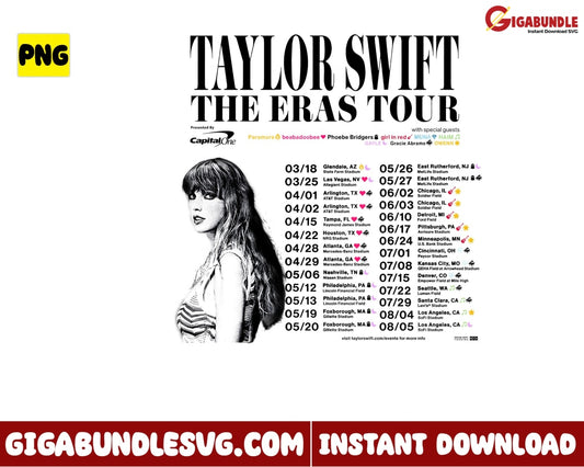 Retro The Eras Tour Taylor Swift Png Concert - Instant Download