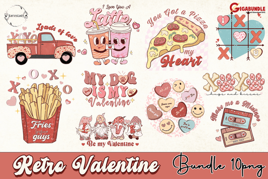 Retro Valentines Png Bundle Day Happy Valentine Valentine Quote Heart Love Day Cupid Cricut