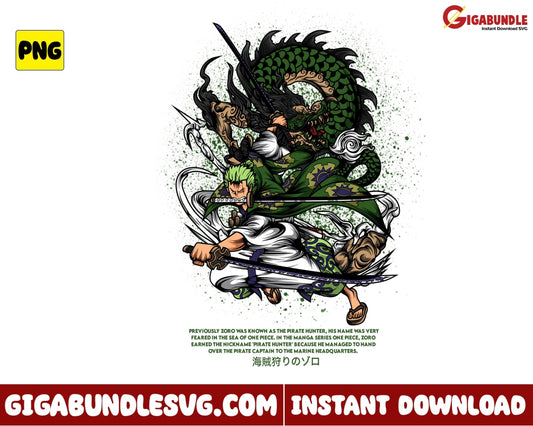 Roronoa Zoro Png Dragon One Piece Anime - Instant Download