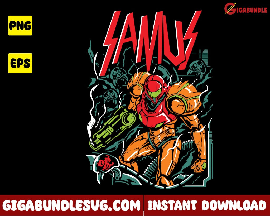 Samus Aran Png Mario Monster Super Cartoon - Instant Download