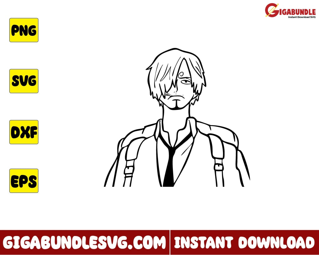 Sanji Svg Outline Monkey D Luffy One Piece Anime - Instant Download