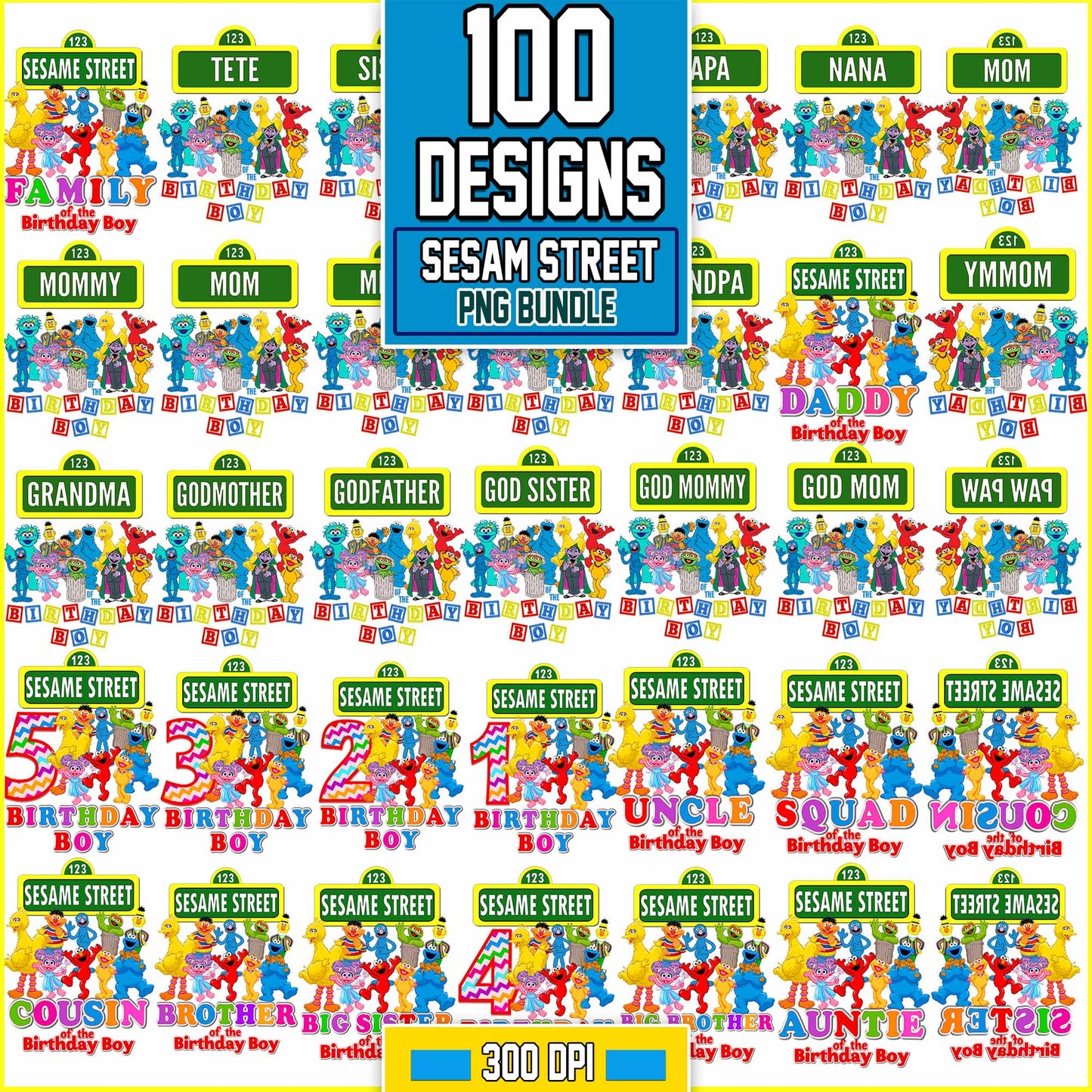 Sesame Street Birthday Bundle PNG.