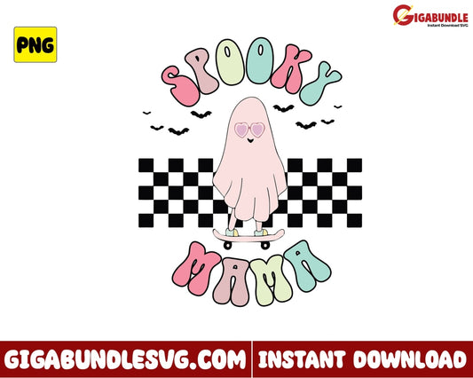 Skateboarding Ghost Png Spooky Mama Halloween - Instant Download