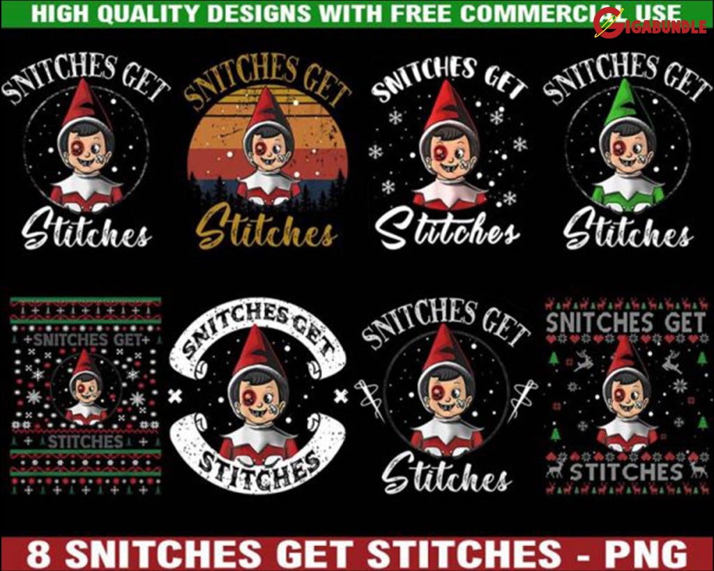 Snitches Get Stitches Bundle- Png Digital Download- Christmas Gift- Funny Sayings- Ugly Sweater- Elf