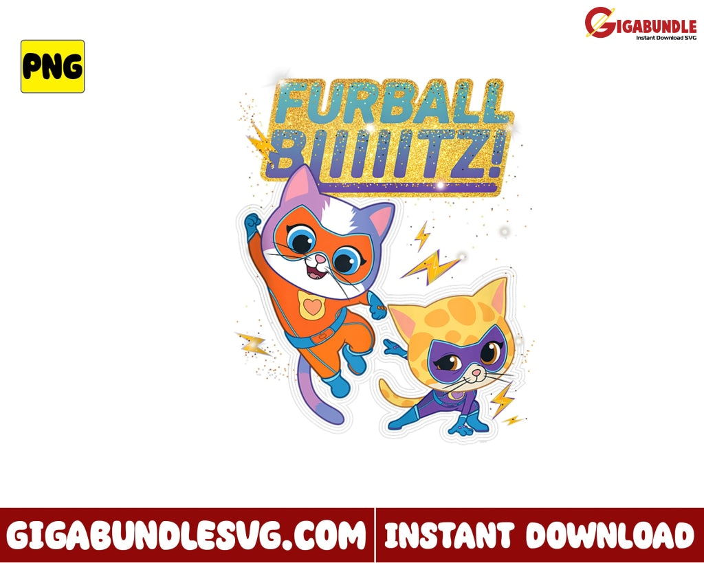 Sparks And Buddy Furball Blitz Png Cat Superkitties Disney - Instant Download