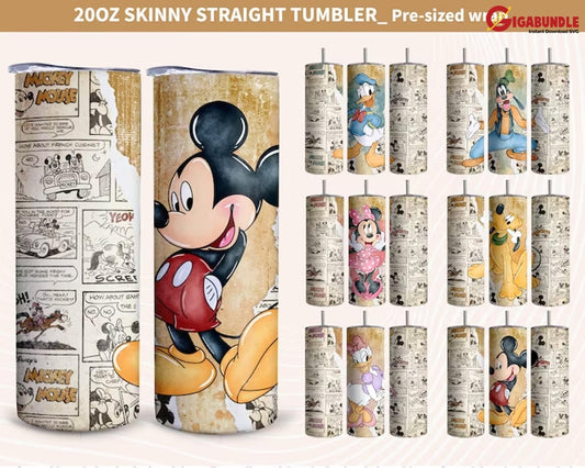Special Bundle Retro Cartoon Digital Tumbler Sublimation Design Download Wrap Skinny Png