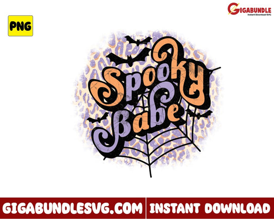 Spooky Babe Png Bat Leopard Retro Halloween - Instant Download