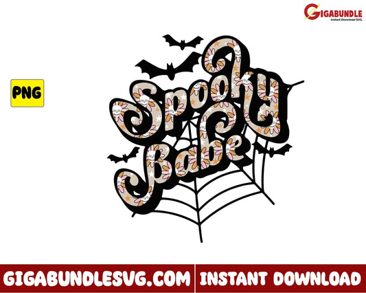 Spooky Babe Png Bat Retro Halloween - Instant Download