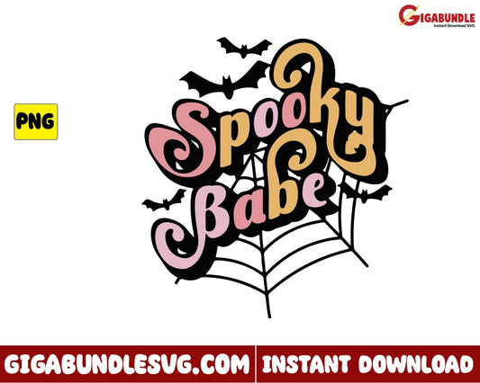 Spooky Babe Png Bat Retro Halloween - Instant Download